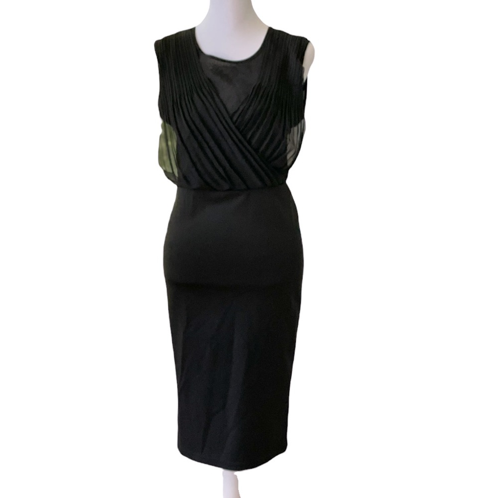 Kardashian Kollection Sexy Sheer Black Ponte Bodycon Dress Sz XS